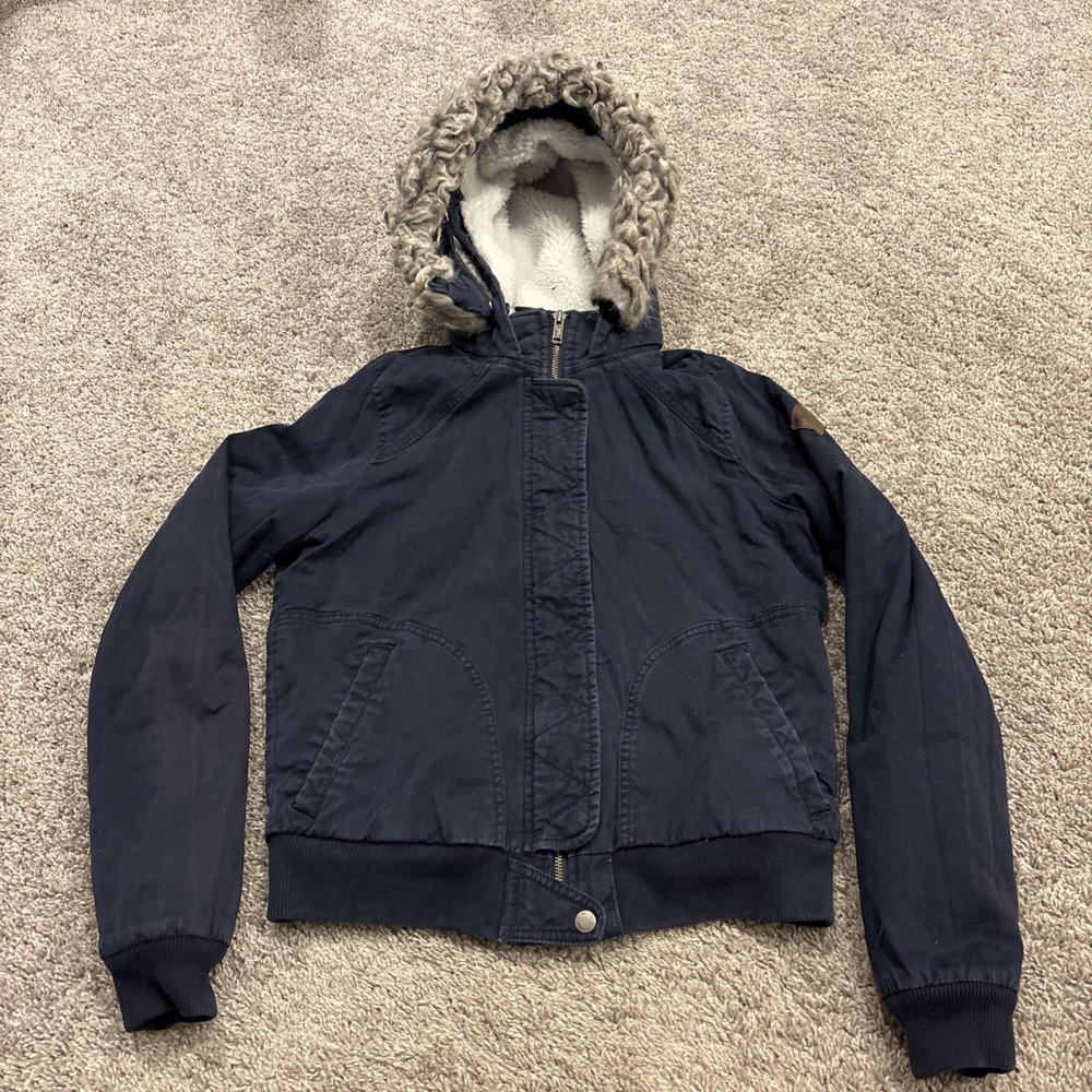 Hollister Heritage Collection Faux Fur Womens Cropped Plaid Lined Bomber Jacket